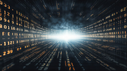 Futuristic technology background with perspective view with data