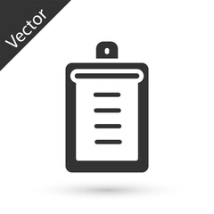 Poster - Grey Clipboard with checklist icon isolated on white background. Control list symbol. Survey poll or questionnaire feedback form. Vector