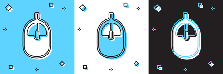 Poster - Set Computer mouse icon isolated on blue and white, black background. Optical with wheel symbol. Vector
