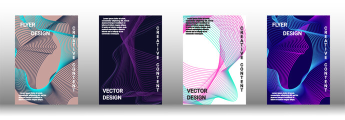 A set of modern abstract covers with abstract gradient linear waves.