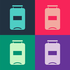 Wall Mural - Pop art Jam jar icon isolated on color background. Vector