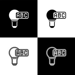 Poster - Set Creative lamp light idea icon isolated on black and white background. Concept ideas inspiration, invention, effective thinking, knowledge and education. Vector