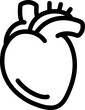 Human anatomic heart line icon in hand drawn doodle style 
