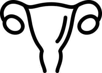 Sticker - Uterus line icon in hand drawn doodle style 