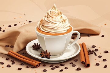 Wall Mural - Whipped cream atop a cup of coffee. (Generative AI)