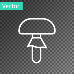 Wall Mural - White line Mushroom icon isolated on transparent background. Vector