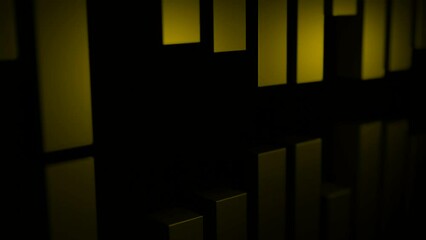 Poster - Yellow and red lines. Design. Black background with moving stripes made in computer graphics with little movement.