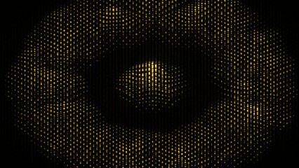 Poster - A yellow eruption of brilliance. Design. Black background with a bright glow made in 3d format.