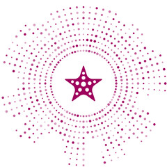 Sticker - Purple Starfish icon isolated on white background. Abstract circle random dots. Vector