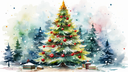 Wall Mural - christmas tree and decorations