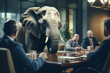 Elephant In The Room Metaphor. Avoid To Resolve Obvious Problem In Business. Generative AI