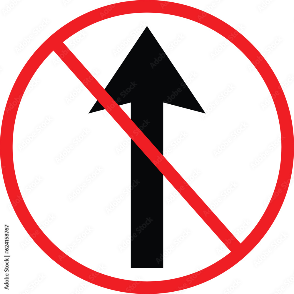 No Straight Through Symbol. Prohibition Road Sign. Restriction Icon ...