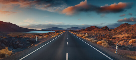 Aufkleber - Road journeys and adventures, Road through the scenic landscape and high mountains.