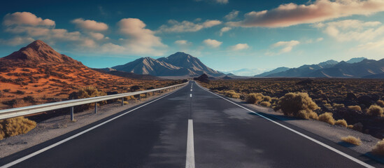 Aufkleber - Road journeys and adventures, Road through the scenic landscape and high mountains.
