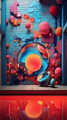 Wall Mural - A contemporary art gallery with avant-garde sculptures and interactive installations. Colorful illustration art. Generative AI