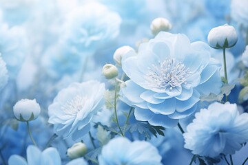 Wall Mural - Soft blue spring floral background .