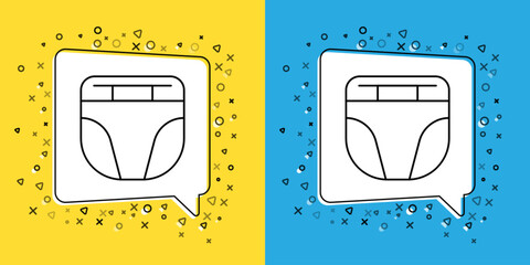 Poster - Set line Diaper for dog icon isolated on yellow and blue background. Pet hygiene accessory. Vector