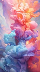 Wall Mural - A mesmerizing watercolor painting with soft pastel hues and flowing brushstrokes. Colorful illustration art. Generative AI