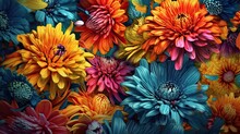 Zinnia Flowers In Floral Spring Background. Generative AI