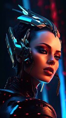 Wall Mural - Futuristic design of Goth character illustration. Colorful modern style art. Generative AI
