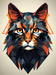 Wall Mural - A Vector Art Illustration of a Geometric Cat with Bold Sharp Angles | Generative AI