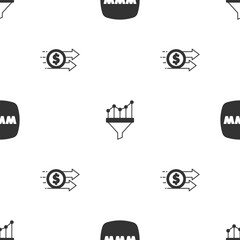 Poster - Set Website template, Sales funnel with chart and Financial growth dollar on seamless pattern. Vector