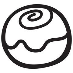 black single cinnamon roll line icon. simple modern cafe food flat design pictogram, clipart vector 