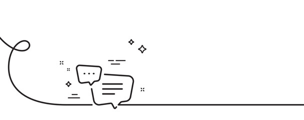 Aufkleber - Text message line icon. Continuous one line with curl. Chat comment sign. Speech bubble symbol. Text message single outline ribbon. Loop curve pattern. Vector