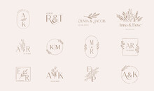 Wedding Logos, Hand Drawn Elegant, Delicate And Minimalist Monogram Collection