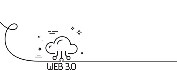 Poster - web3 line icon. continuous one line with curl. web 3.0 internet technology sign. decentralized syste