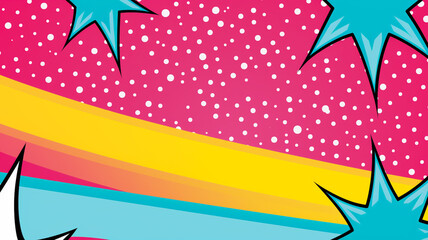 Wall Mural - Pop art colorful retro background illustration banner with copy space