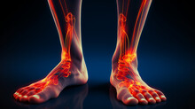 Joint Paint Or Injury In Feet And Ankles, X-ray Style Illustration