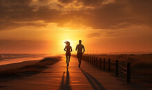 Couple Running On The Beach