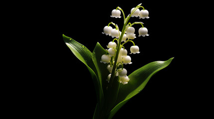 Sticker - snowdrops isolated on black HD 8K wallpaper Stock Photographic Image
