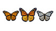 Collection of Monarch butterfly wings. isolated object, transparent background