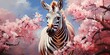 a painting of zebra in a blossoming tree by generative AI