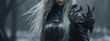 © jr-art - a woman from a fairy tale with white hair and fantasy armor. Generative AI