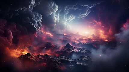 Wall Mural - galaxy and nebula photo with purple and pink color tone, hyper realistic Made by AI generated