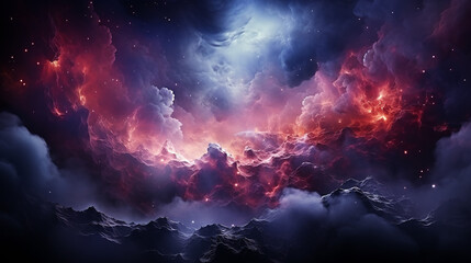 Wall Mural - galaxy and nebula photo with purple and pink color tone, hyper realistic Made by AI generated