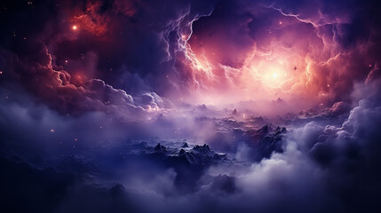 Wall Mural - galaxy and nebula photo with purple and pink color tone, hyper realistic Made by AI generated