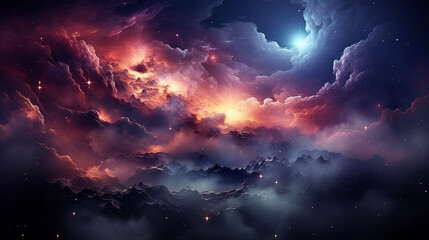 galaxy and nebula photo with purple and pink color tone, hyper realistic Made by AI generated
