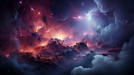 Wall Mural - galaxy and nebula photo with purple and pink color tone, hyper realistic Made by AI generated