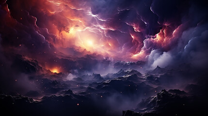 galaxy and nebula photo with purple and pink color tone, hyper realistic Made by AI generated