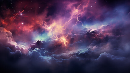 Wall Mural - galaxy and nebula photo with purple and pink color tone, hyper realistic Made by AI generated