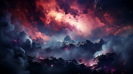 Wall Mural - galaxy and nebula photo with purple and pink color tone, hyper realistic Made by AI generated