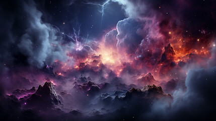Wall Mural - galaxy and nebula photo with purple and pink color tone, hyper realistic Made by AI generated