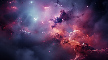 Wall Mural - galaxy and nebula photo with purple and pink color tone, hyper realistic Made by AI generated