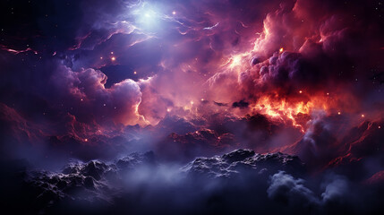 Wall Mural - galaxy and nebula photo with purple and pink color tone, hyper realistic Made by AI generated