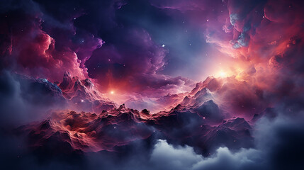 galaxy and nebula photo with purple and pink color tone, hyper realistic Made by AI generated