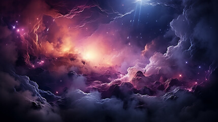 galaxy and nebula photo with purple and pink color tone, hyper realistic Made by AI generated